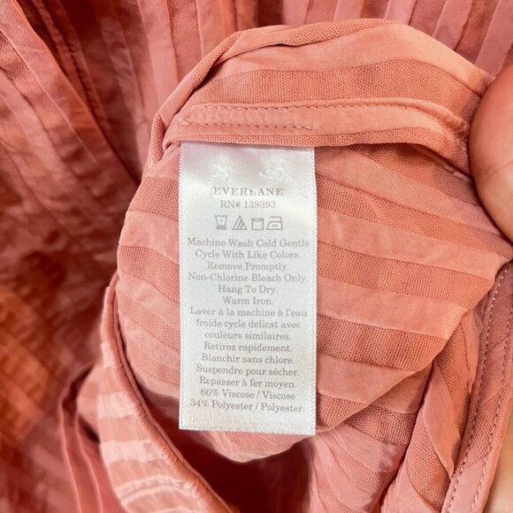 Everlane The City Stripe Rose Pink Button Up Raglan Blouse Size 2 Coral Pink - Picture 3 of 5